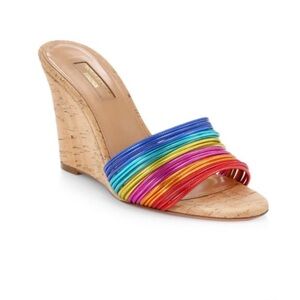 Aquazzura Rainbow Cork Wedge Sandals